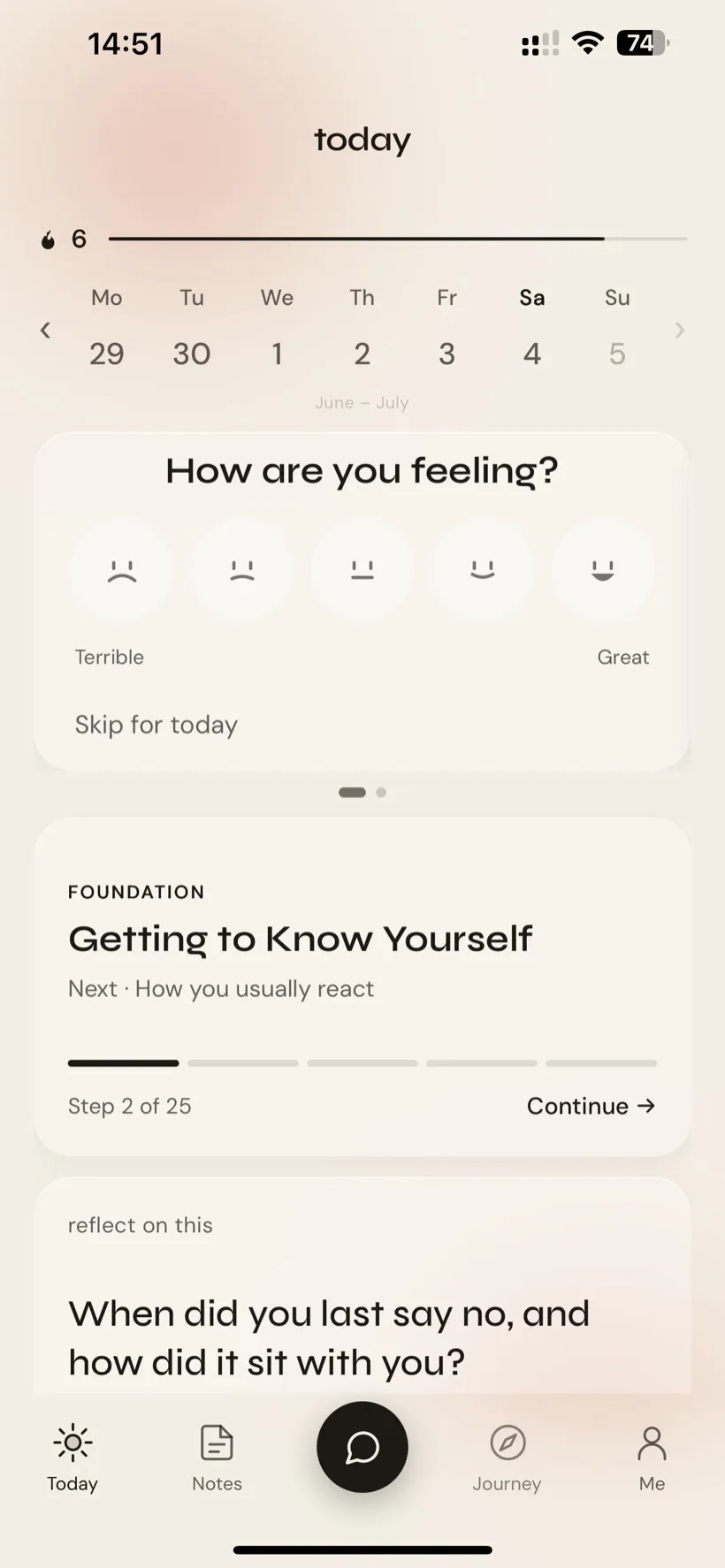 Today — daily check-in